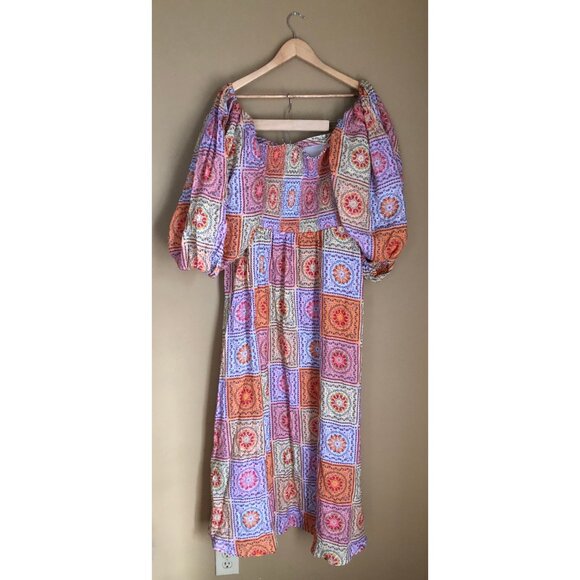 NWT Sundress linen patchwork bandana print Emilia long midi maxi dress - Picture 10 of 12